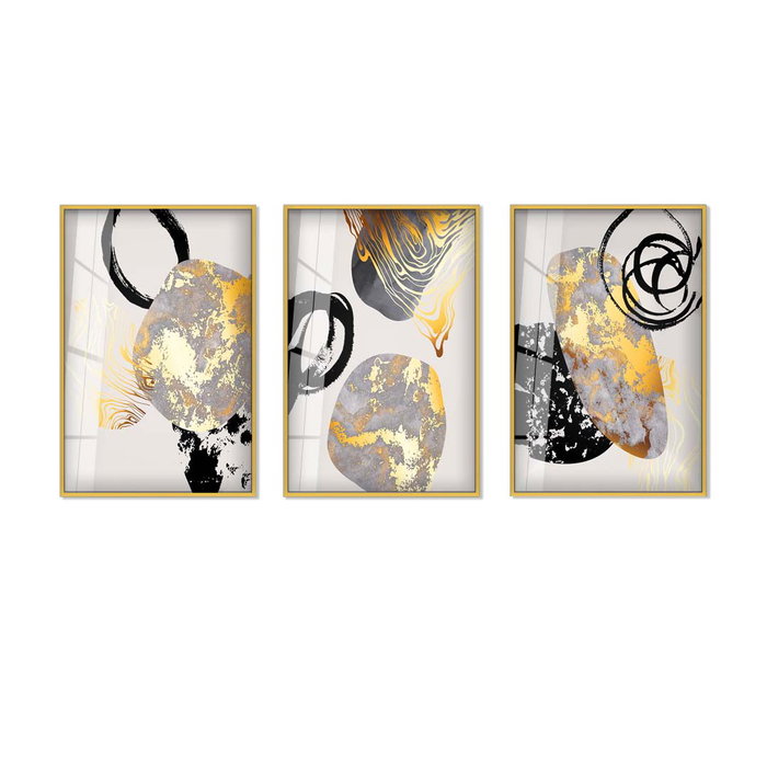 Wallity Cuadro Decorativo de Vidrio Templado Multicolor (Set de 3 piezas, 30 x 40 cm)
